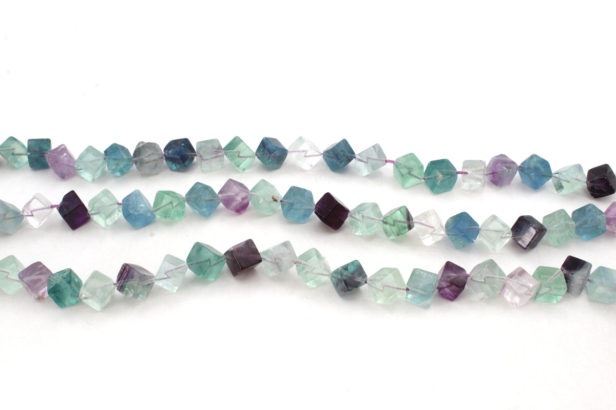 Flourite Cube 12 mm Gemstone Beads 16" Strand