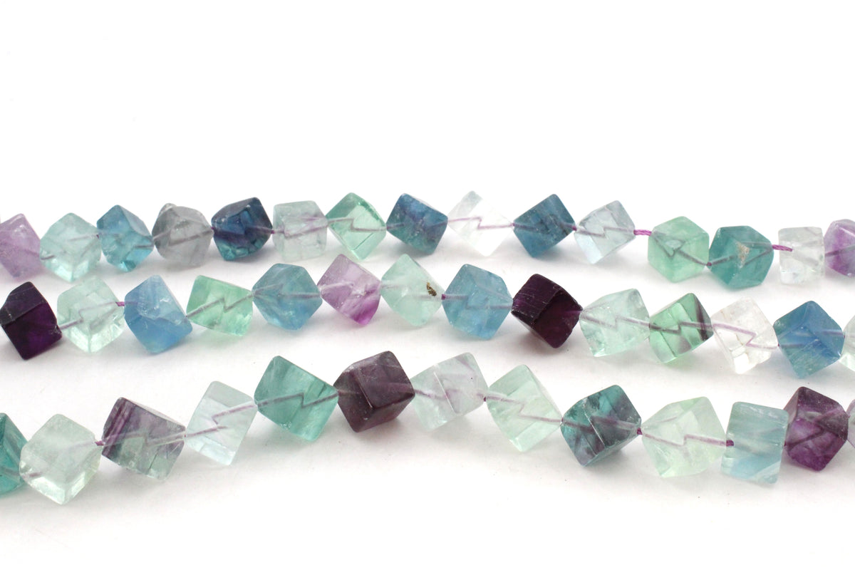 Flourite Cube 12 mm Gemstone Beads 16" Strand