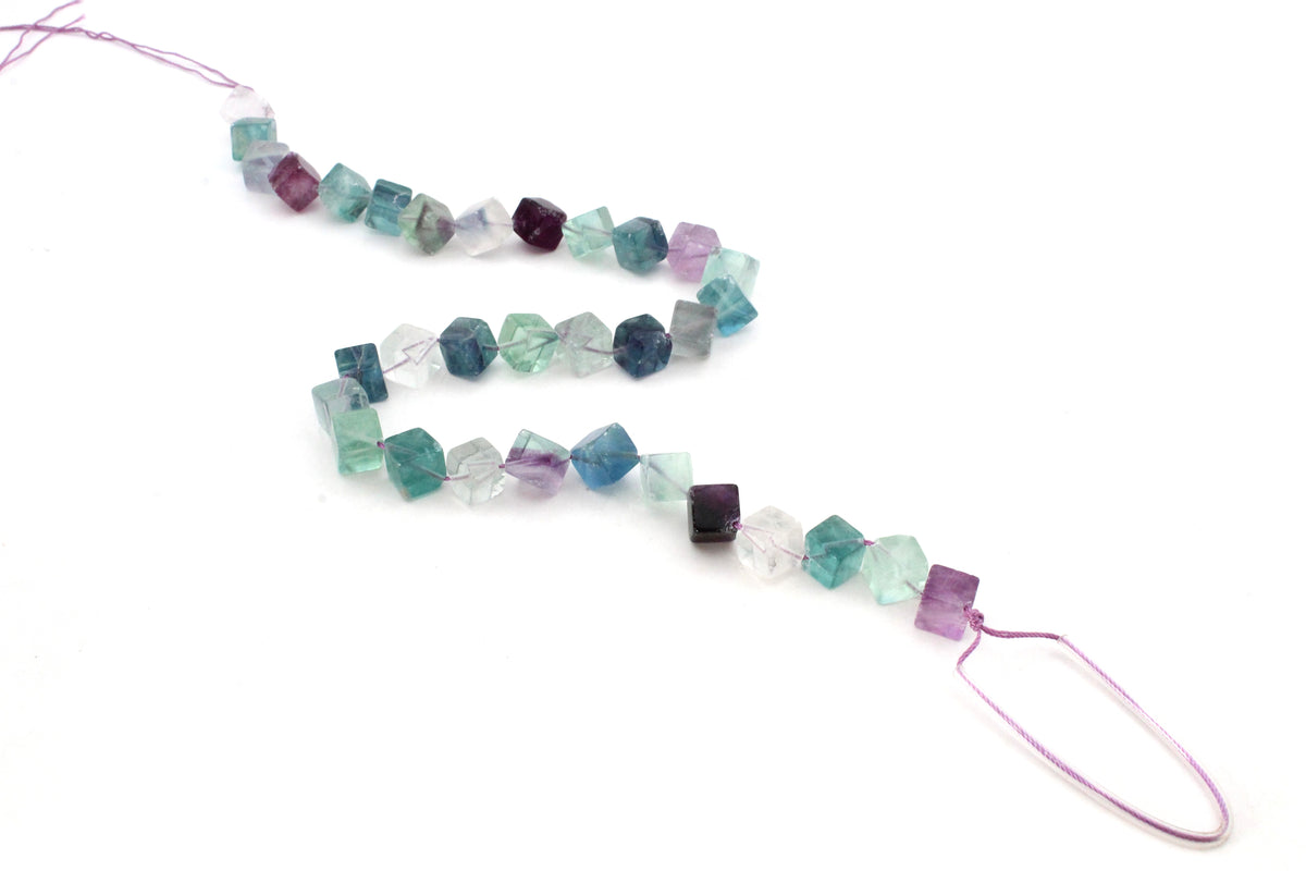 Flourite Cube 12 mm Gemstone Beads 16" Strand