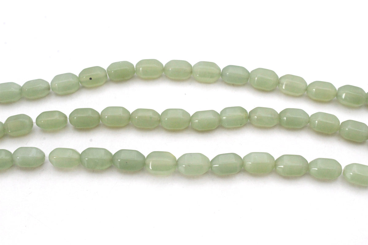 Green Aventurine Barrel Faceted Gemstone Beads 16" Strand