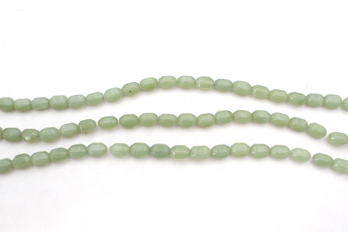 Green Aventurine Barrel Faceted Gemstone Beads 16" Strand