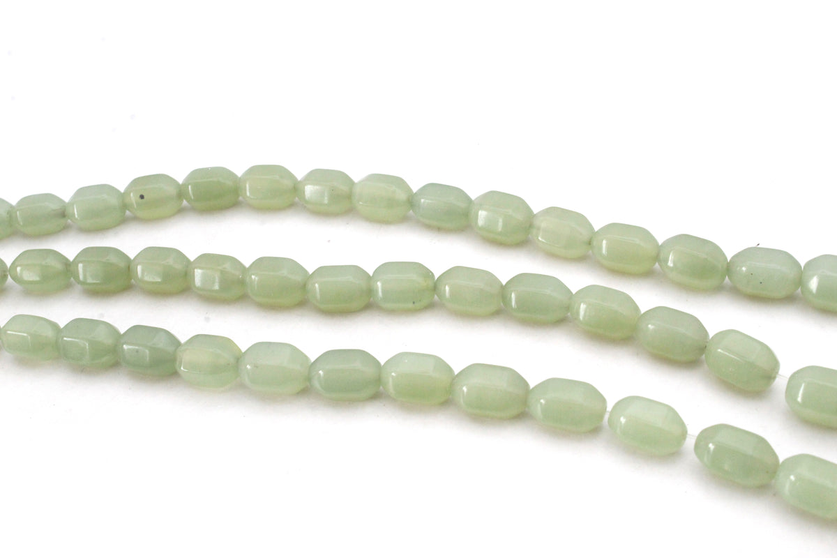 Green Aventurine Barrel Faceted Gemstone Beads 16" Strand