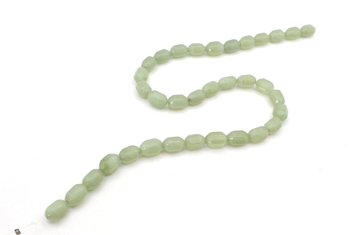 Green Aventurine Barrel Faceted Gemstone Beads 16" Strand