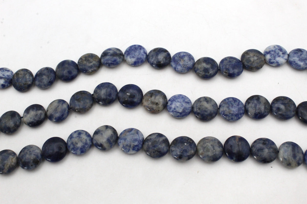 Sodalite Round Flat Faceted 15 mm Gemstone Beads 16" Strand