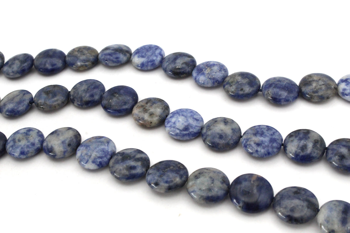 Sodalite Round Flat Faceted 15 mm Gemstone Beads 16" Strand