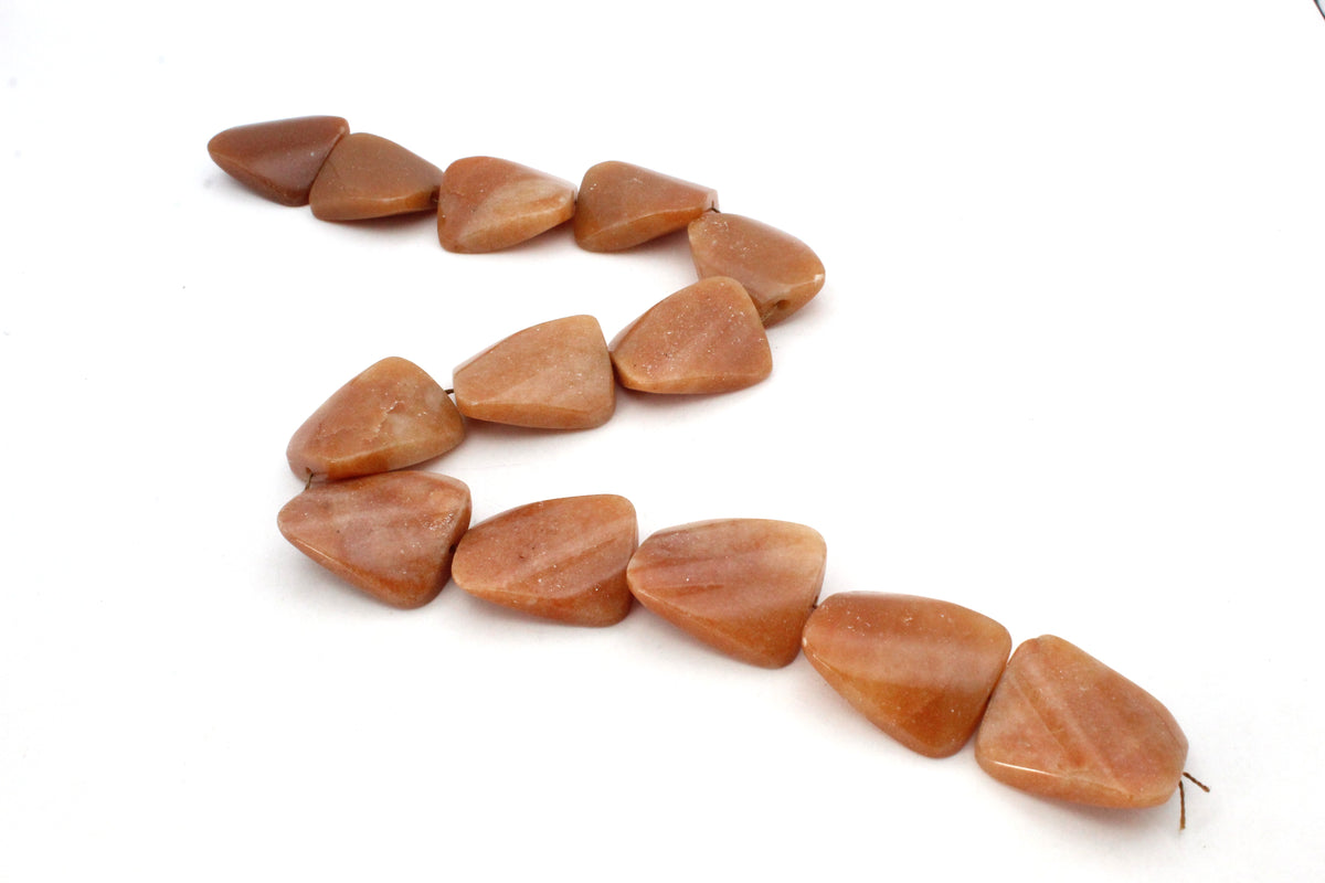 Red Aventurine Square Flat Wavy 25 x 31 mm Gemstone Beads 16" Strand