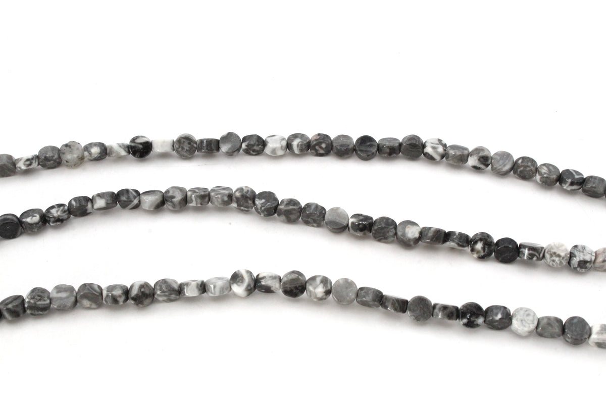 Magic Jasper Coin Gemstone Beads 16" Strand