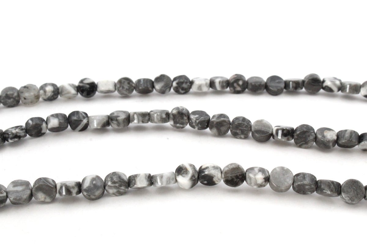 Magic Jasper Coin Gemstone Beads 16" Strand