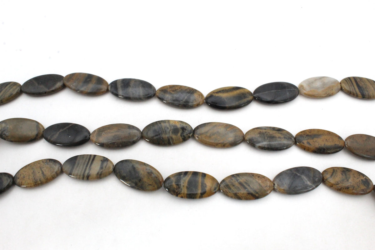 Rusian Jasper Oval Flat 17 x 34 mm Gemstone Beads 16" Strand