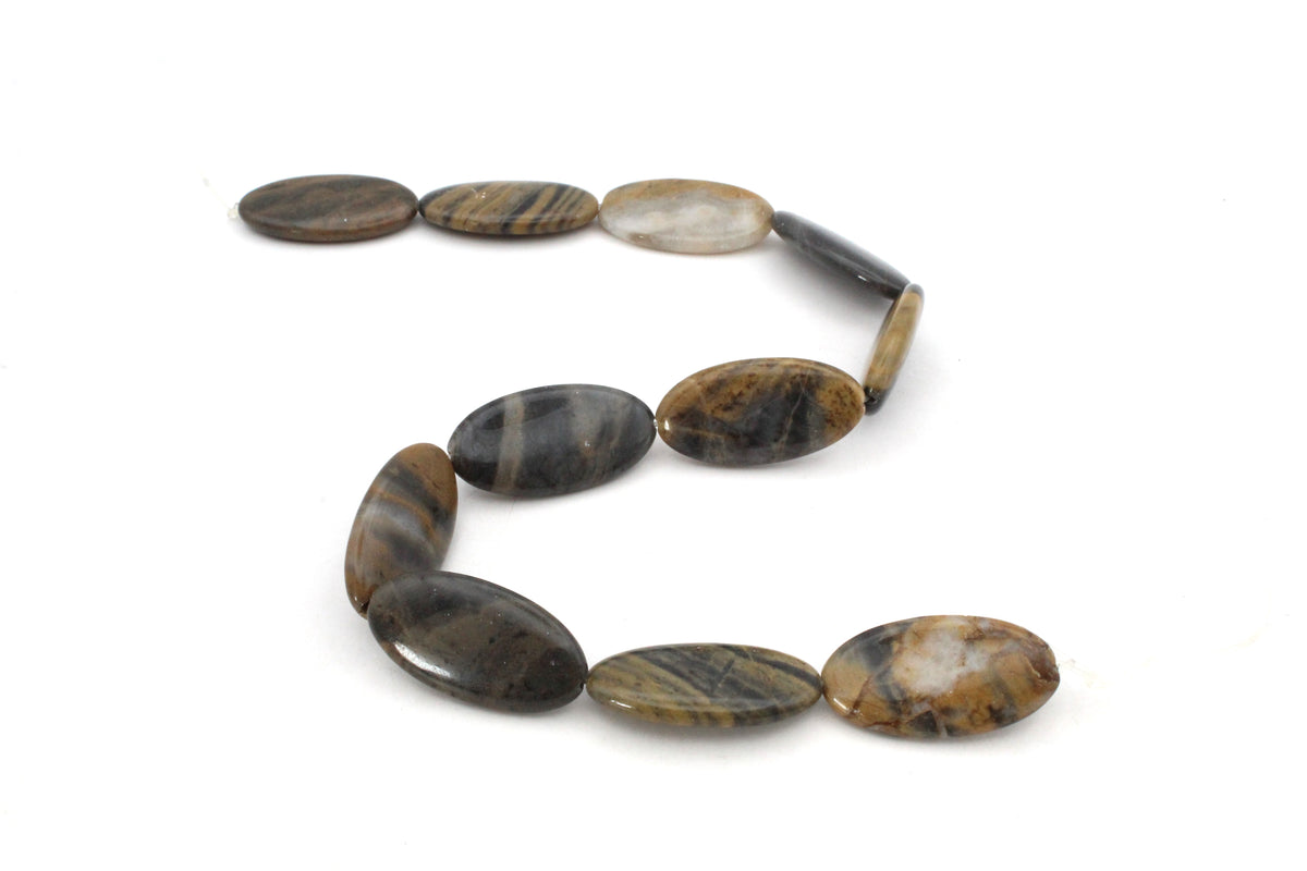 Rusian Jasper Oval Flat 17 x 34 mm Gemstone Beads 16" Strand
