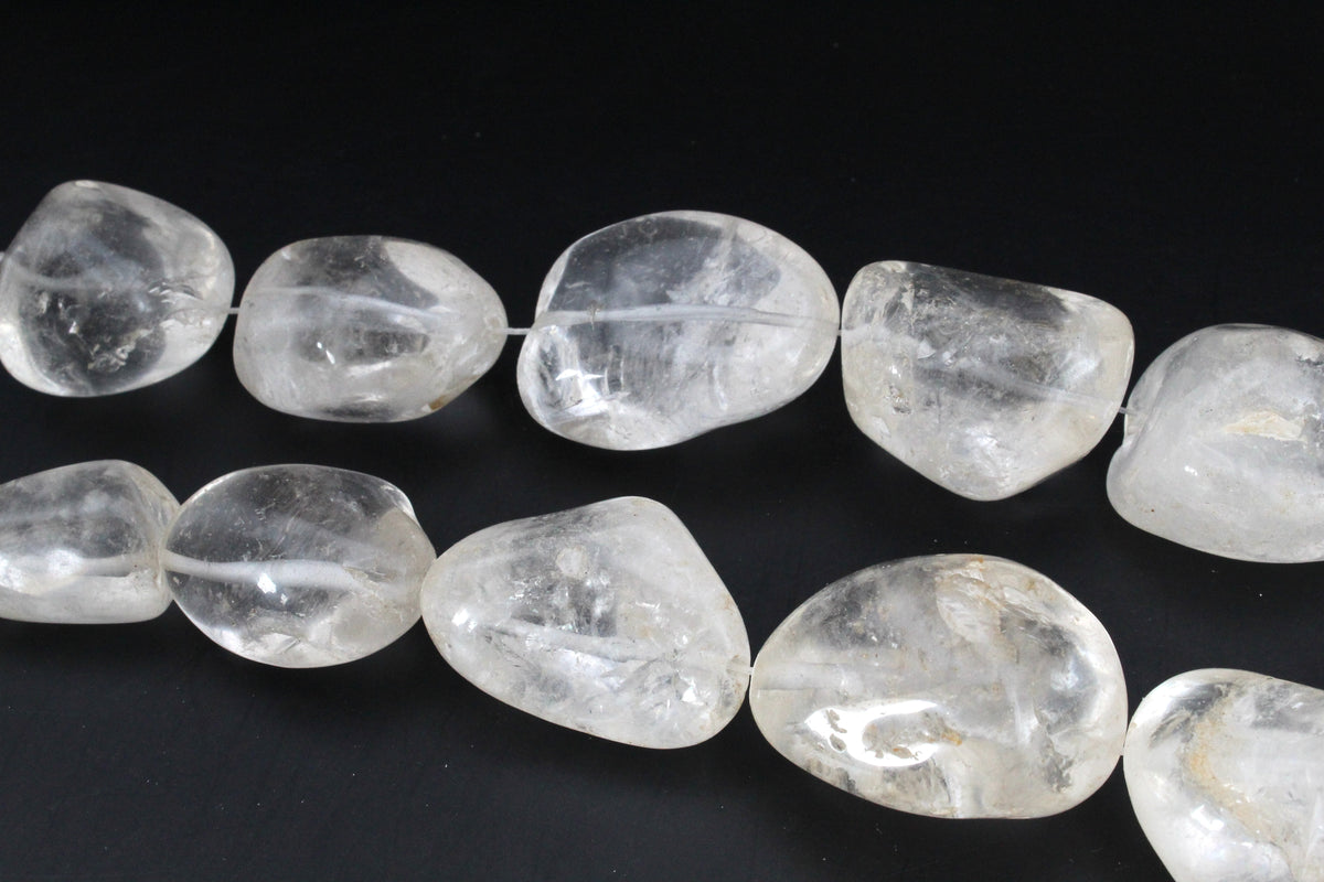 Crystal Quartz Irregular Big Half String Gemstone Beads