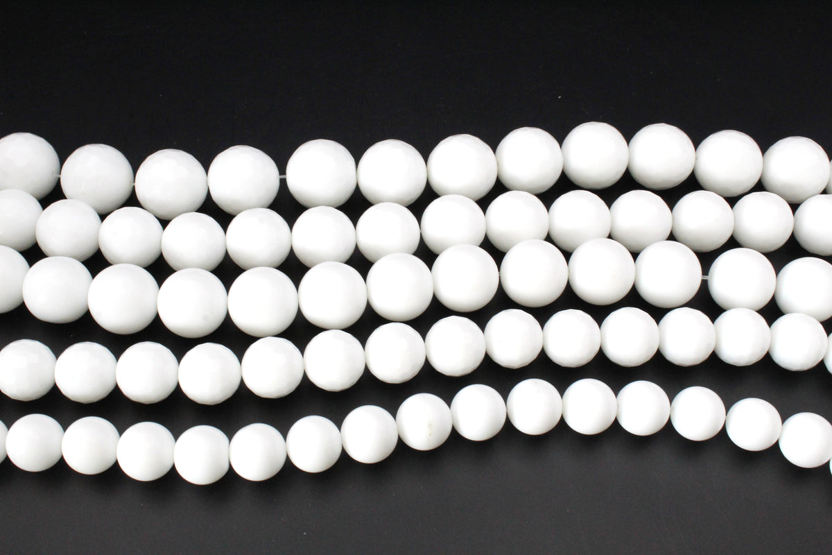 White Onyx Round Gemstone Beads 16" Strand