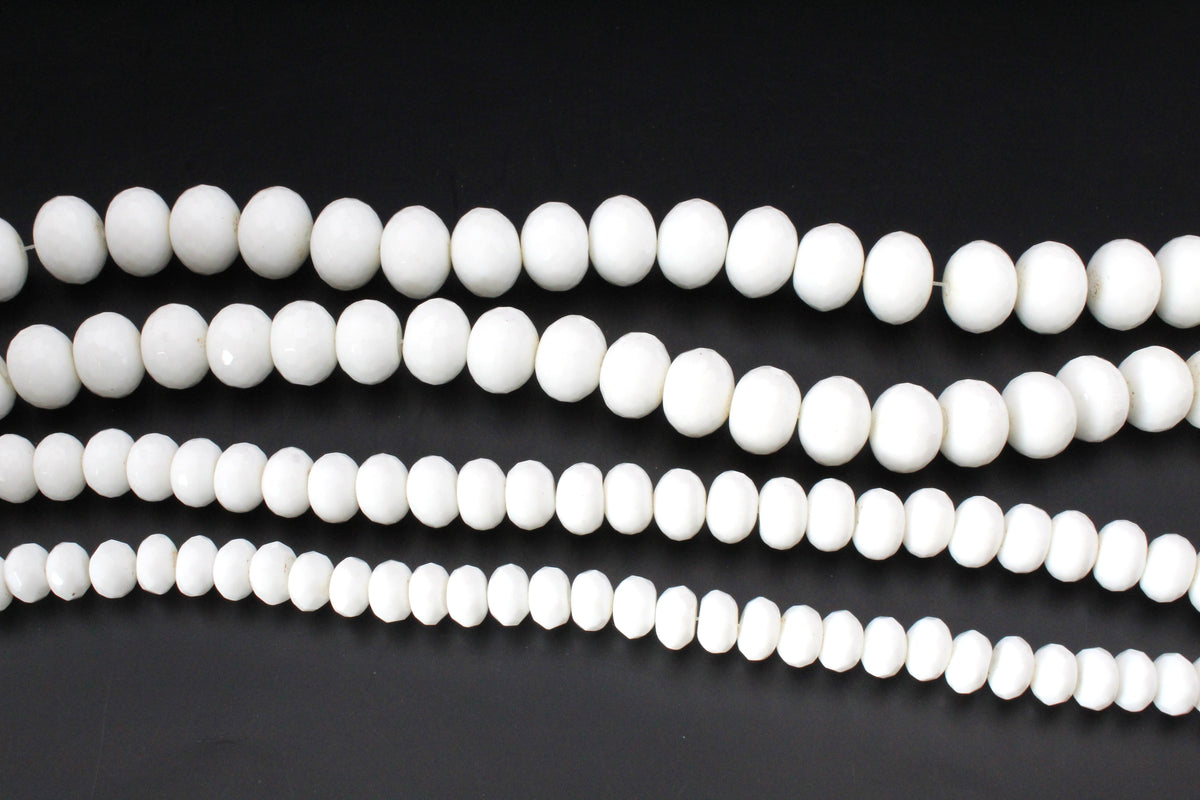 White Onyx Rondelle Faceted Gemstone Beads 16" Strand