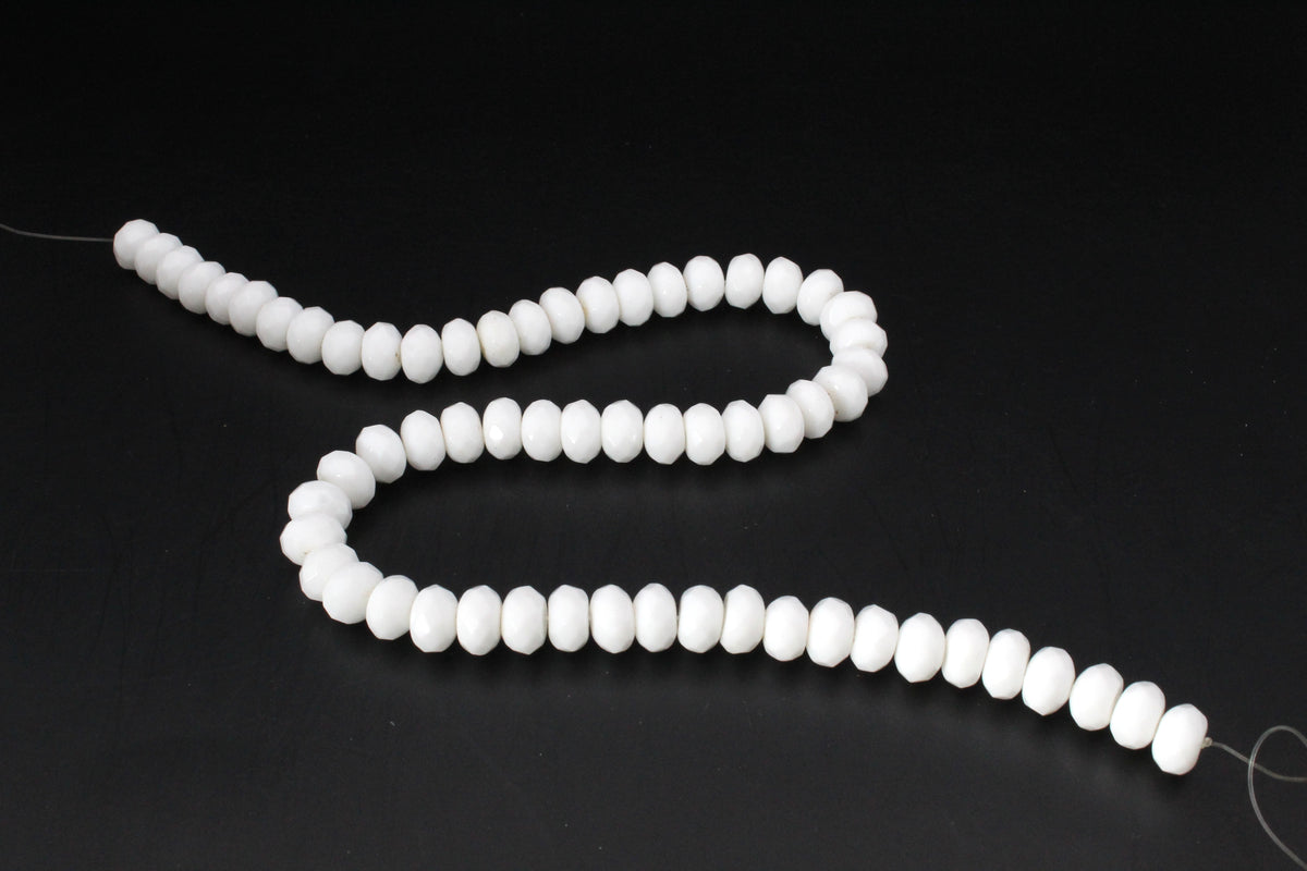 White Onyx Rondelle Faceted Gemstone Beads 16" Strand