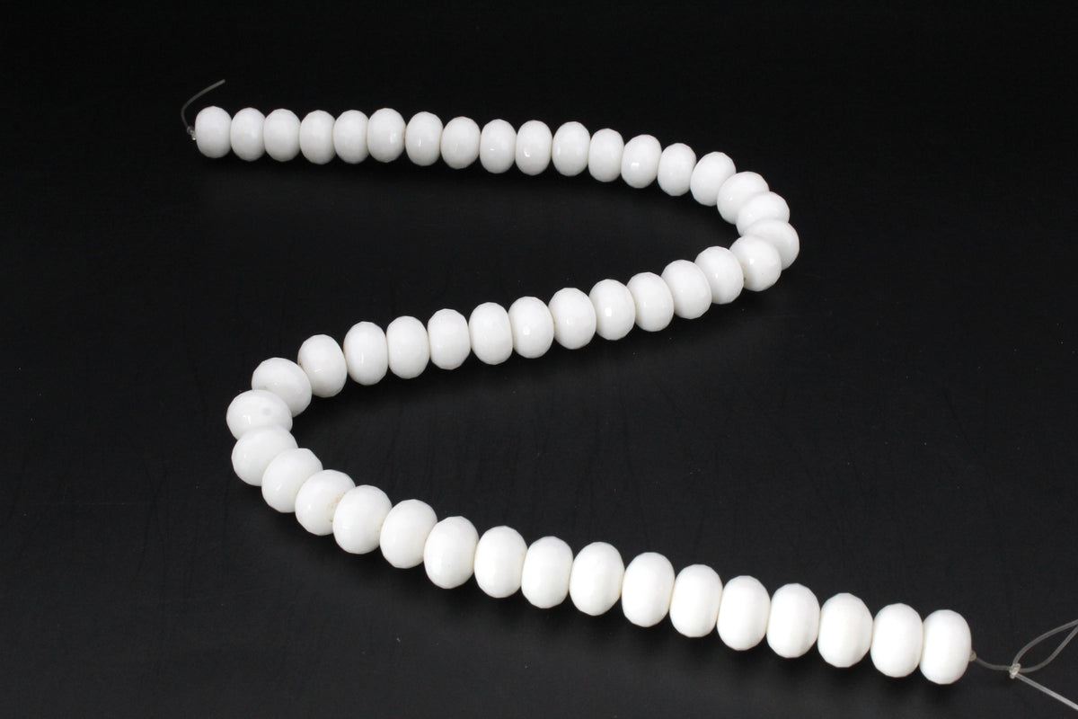 White Onyx Rondelle Faceted Gemstone Beads 16" Strand