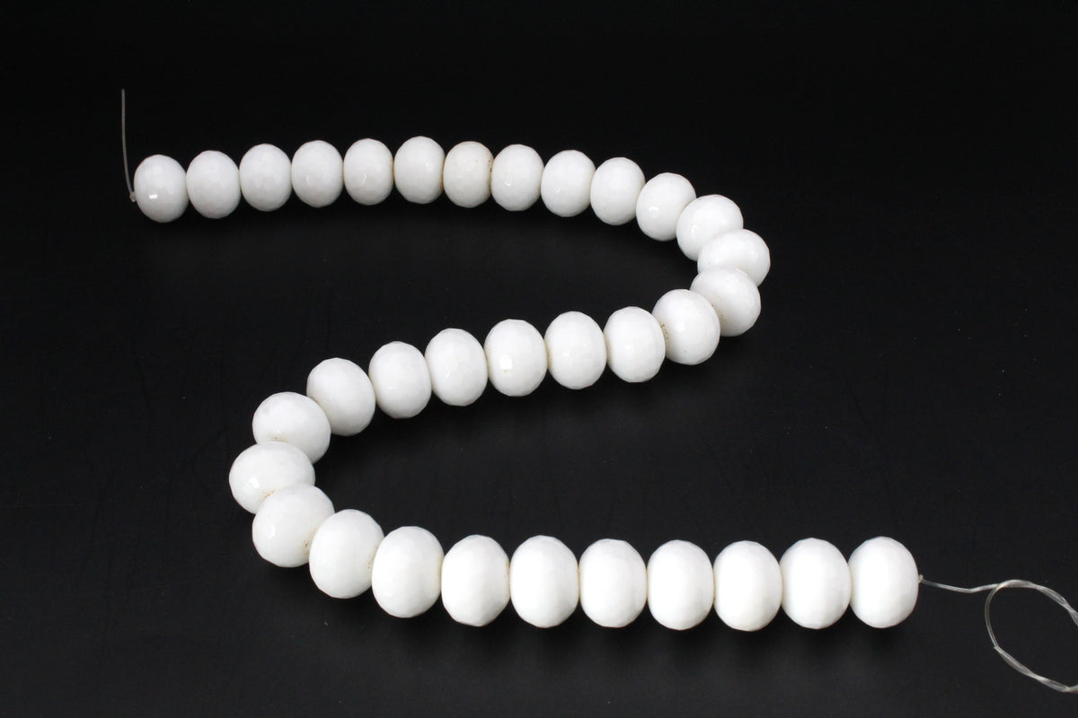 White Onyx Rondelle Faceted Gemstone Beads 16" Strand