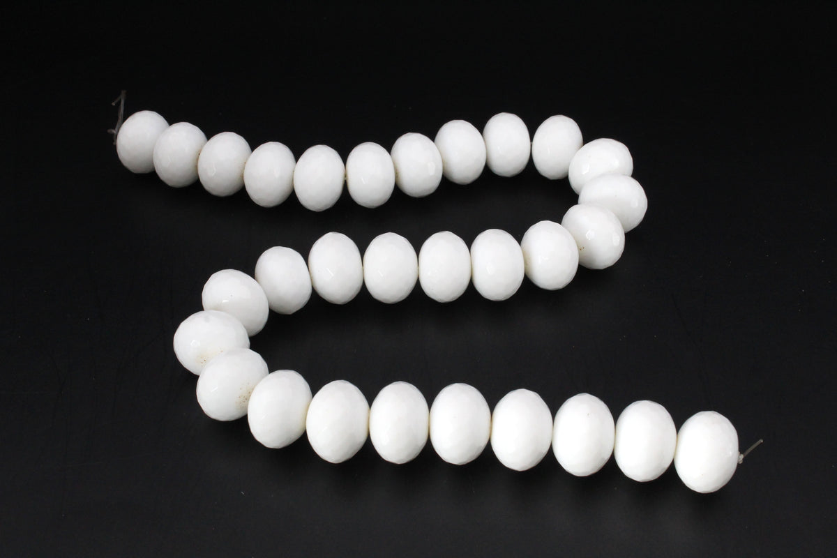 White Onyx Rondelle Faceted Gemstone Beads 16" Strand
