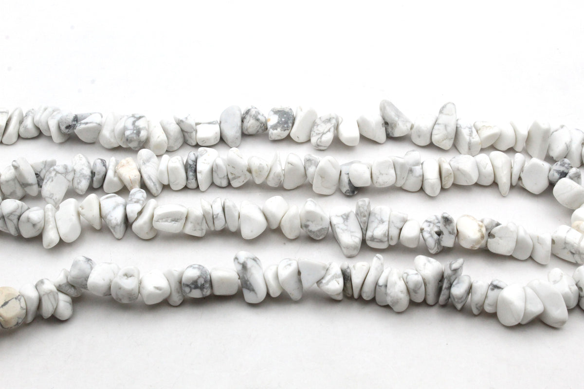 White Howlite Chips Gemstone Beads
