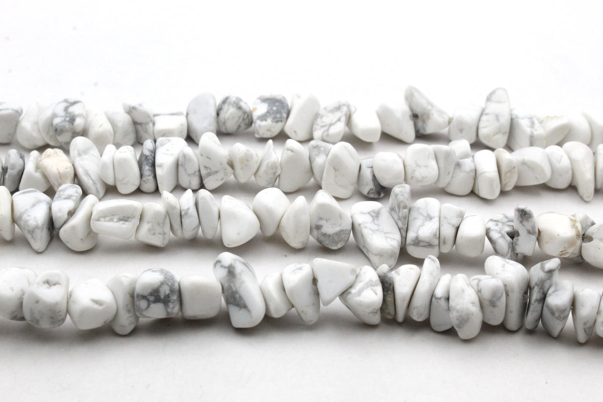 White Howlite Chips Gemstone Beads
