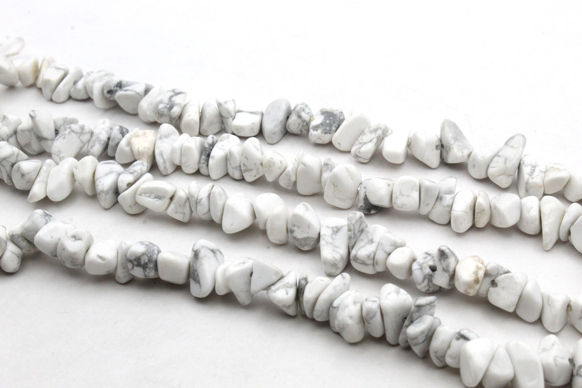 White Howlite Chips Gemstone Beads