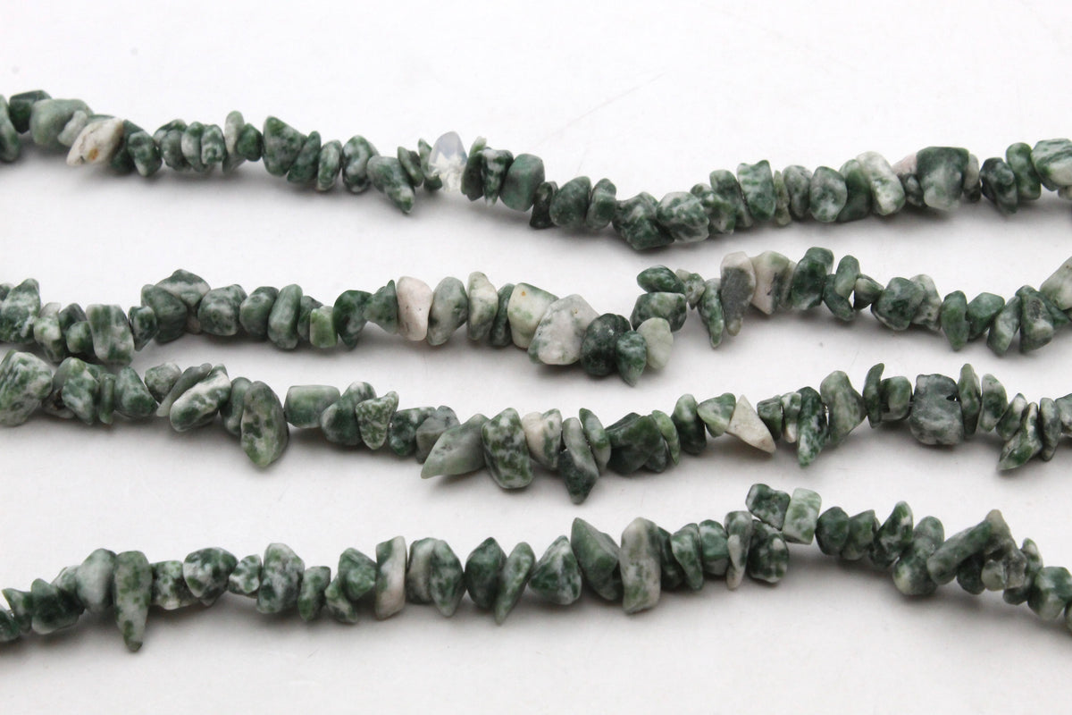 Green Spot Jasper Chips Gemstone Beads