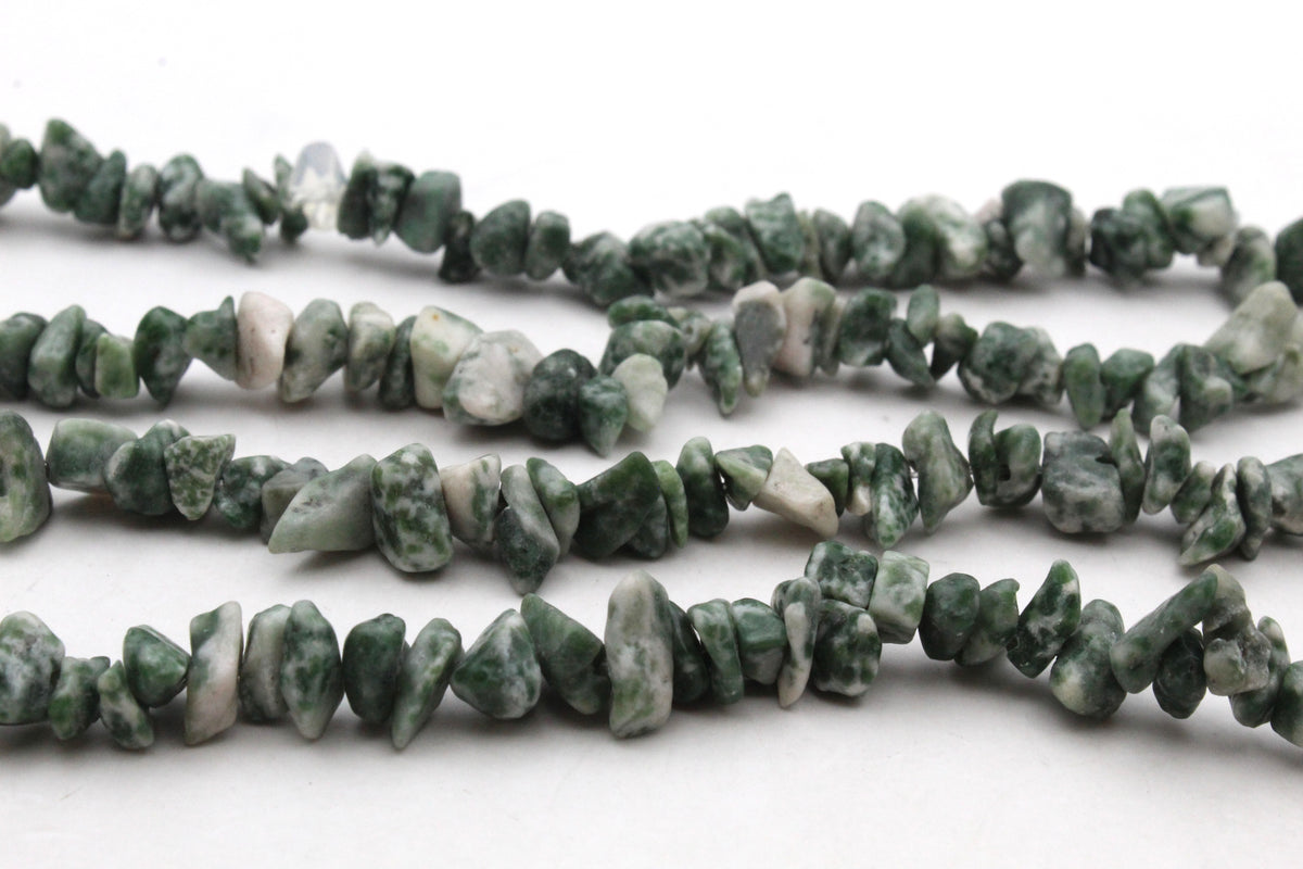 Green Spot Jasper Chips Gemstone Beads