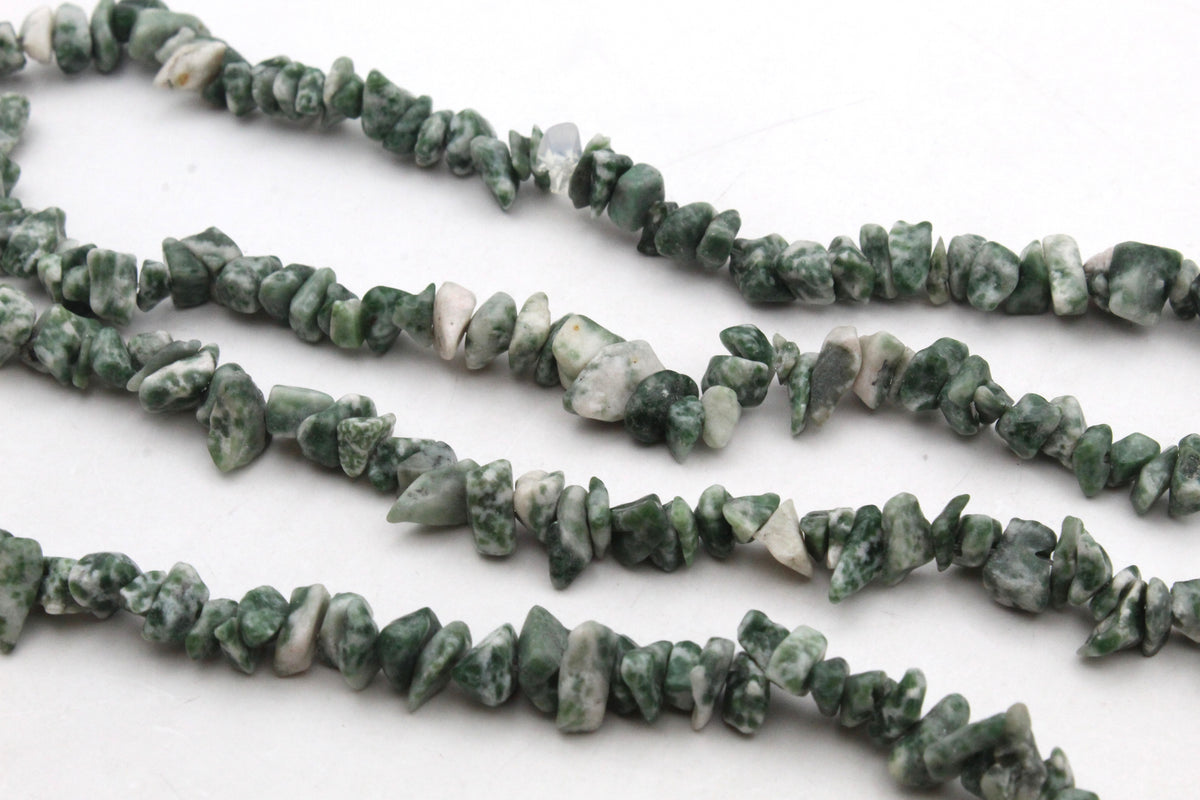 Green Spot Jasper Chips Gemstone Beads