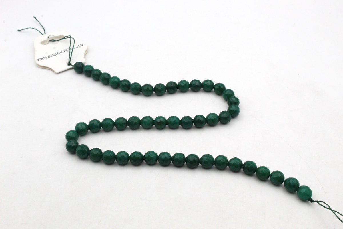 Green jade ( Dyed ) Round Faceted Gemstone Beads 16" Strand