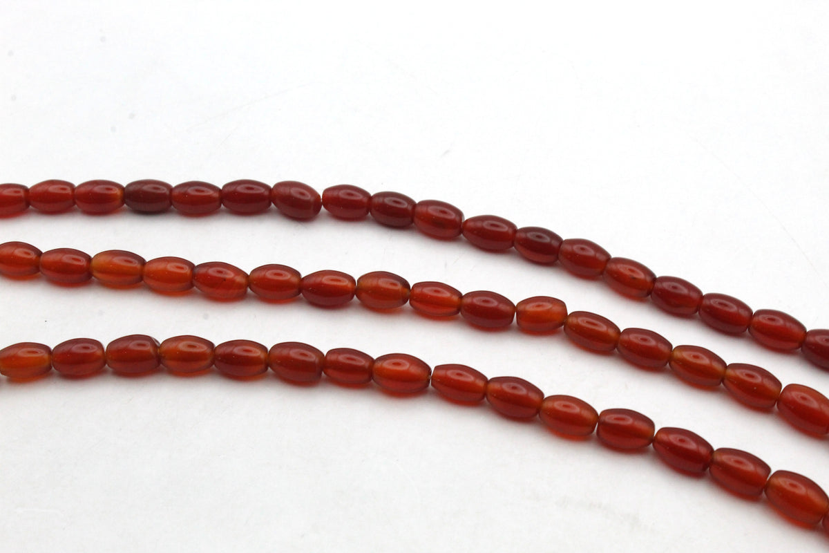 Carnelian Tube Oval 6 x 9 mm Grade AAA Gemstone Beads 16" Strand