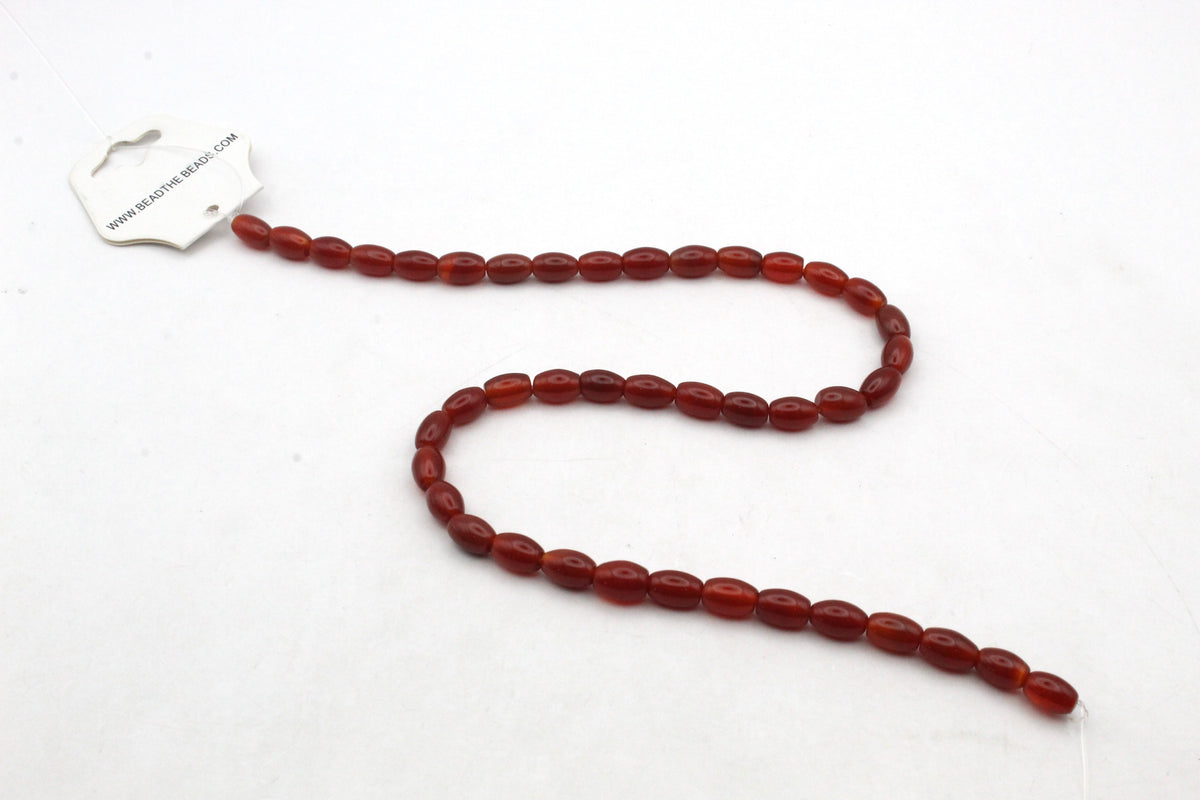 Carnelian Tube Oval 6 x 9 mm Grade AAA Gemstone Beads 16" Strand