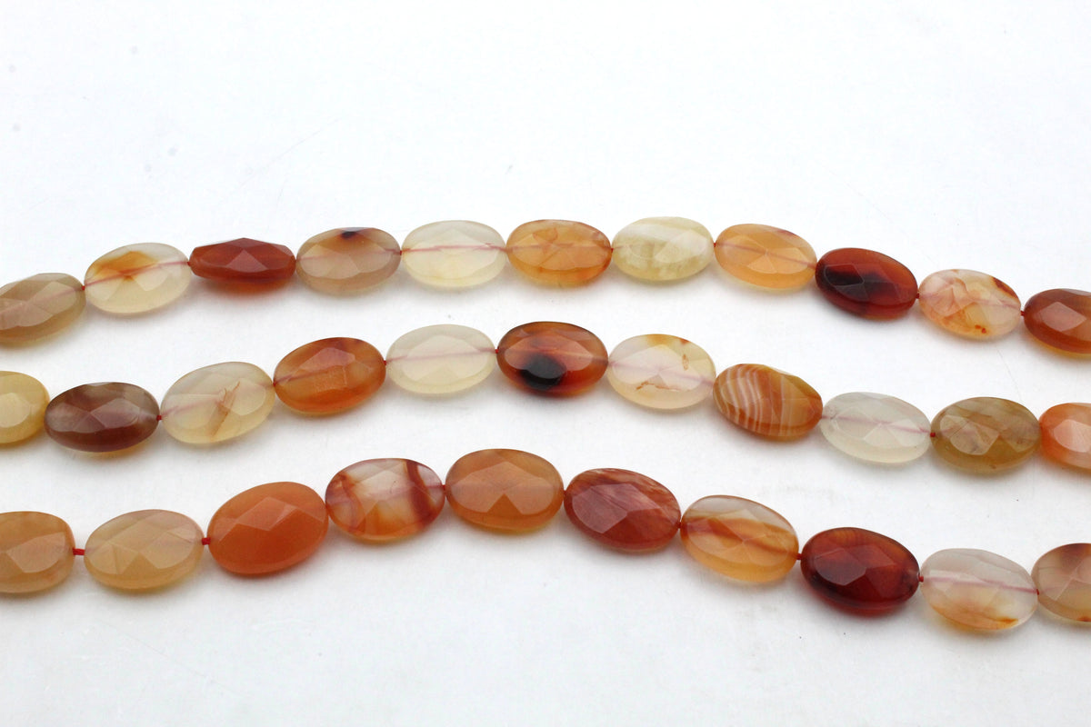 Cornelian Oval Flat Faceted 13 x 18 mm Gemstone Beads 16" Strand