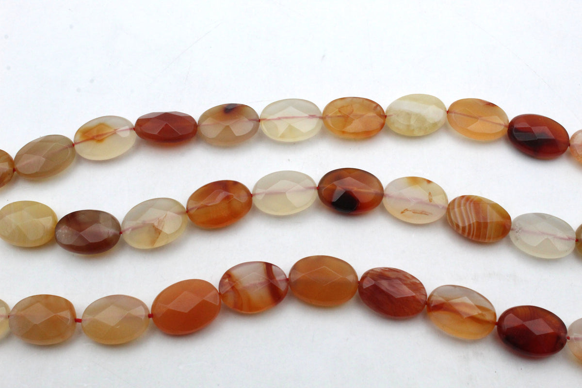 Cornelian Oval Flat Faceted 13 x 18 mm Gemstone Beads 16" Strand