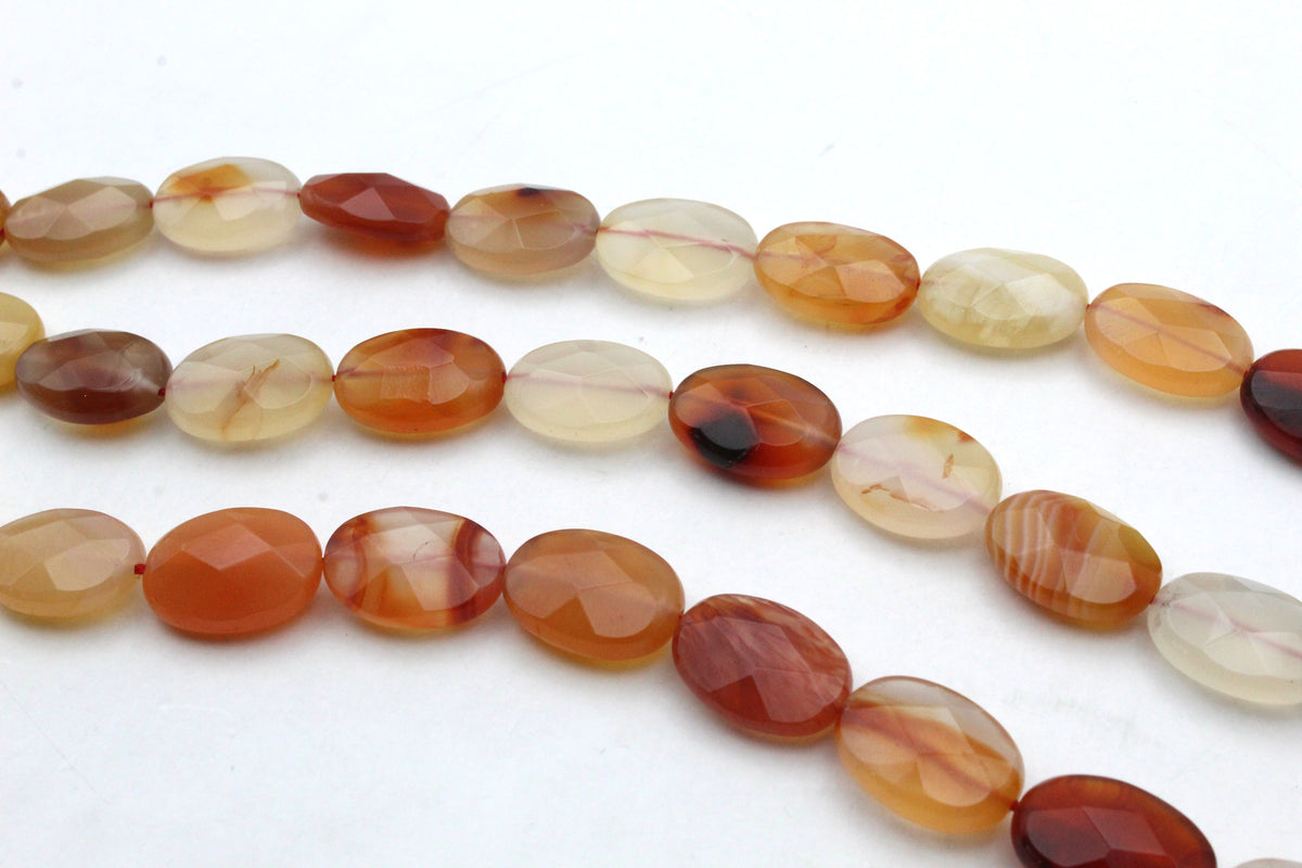 Cornelian Oval Flat Faceted 13 x 18 mm Gemstone Beads 16" Strand