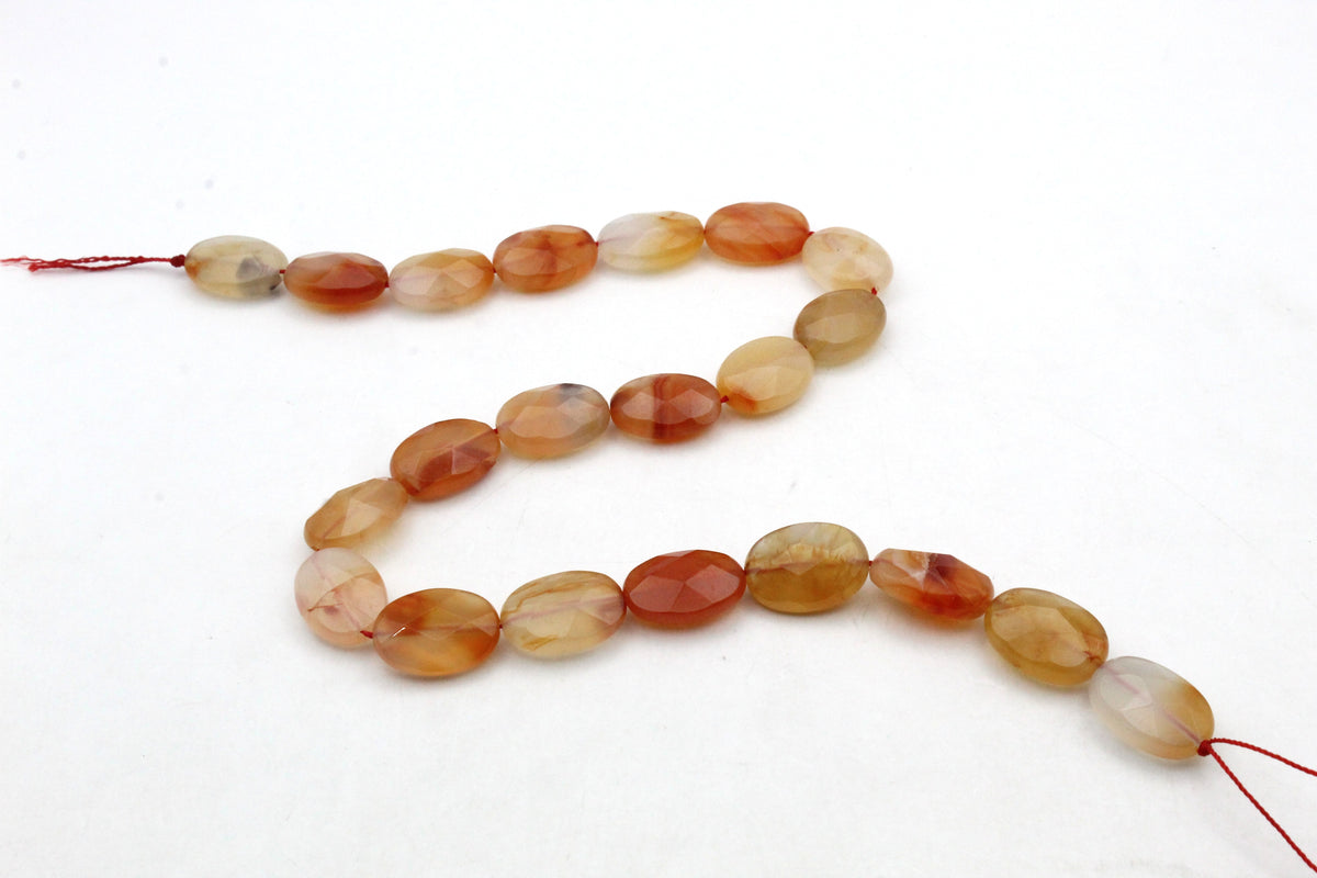 Cornelian Oval Flat Faceted 13 x 18 mm Gemstone Beads 16" Strand