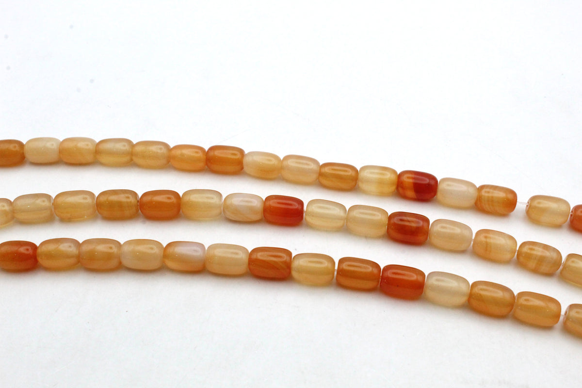 Cornelian Barrel 8 x 12 mm Gemstone Beads 16" Strand