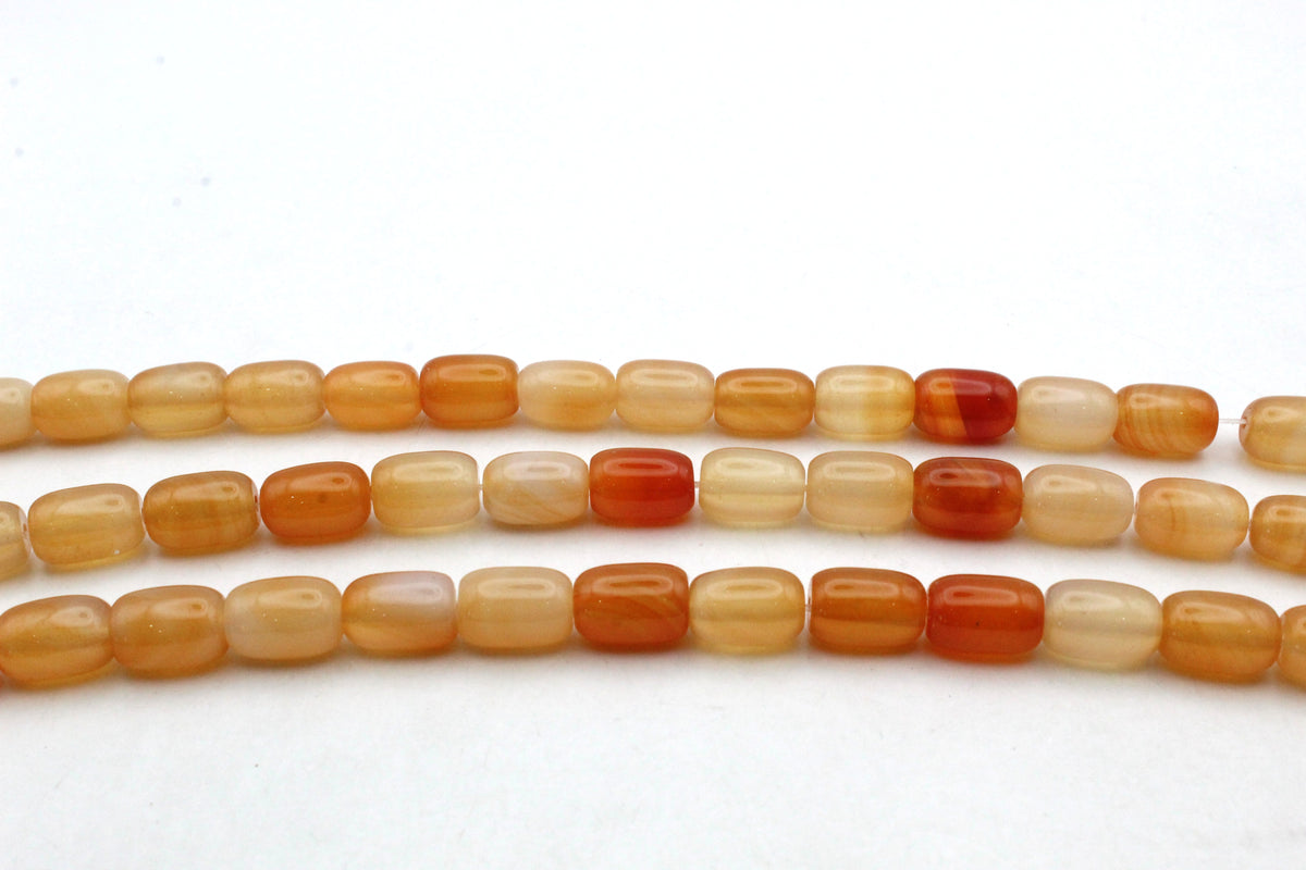 Cornelian Barrel 8 x 12 mm Gemstone Beads 16" Strand