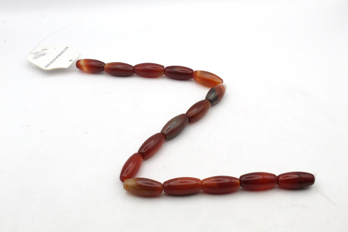 Cornelian Agate Stone Oval Tube 13 x 30 mm Gemstone Beads 16" Strand