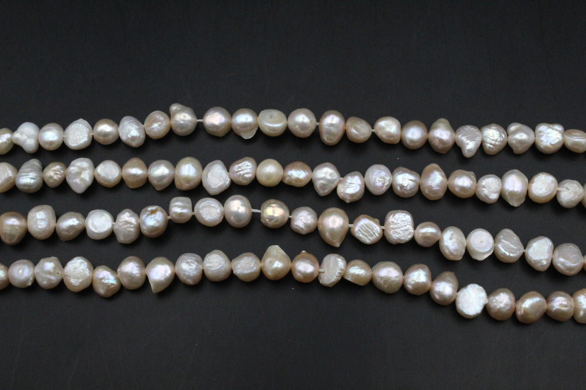 Fresh Water Peach Pearl Round Barok Half Cut