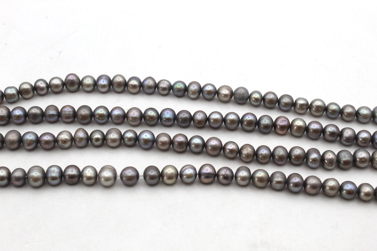 Fresh Water Gray Potato Pearl Round 6 - 7 mm