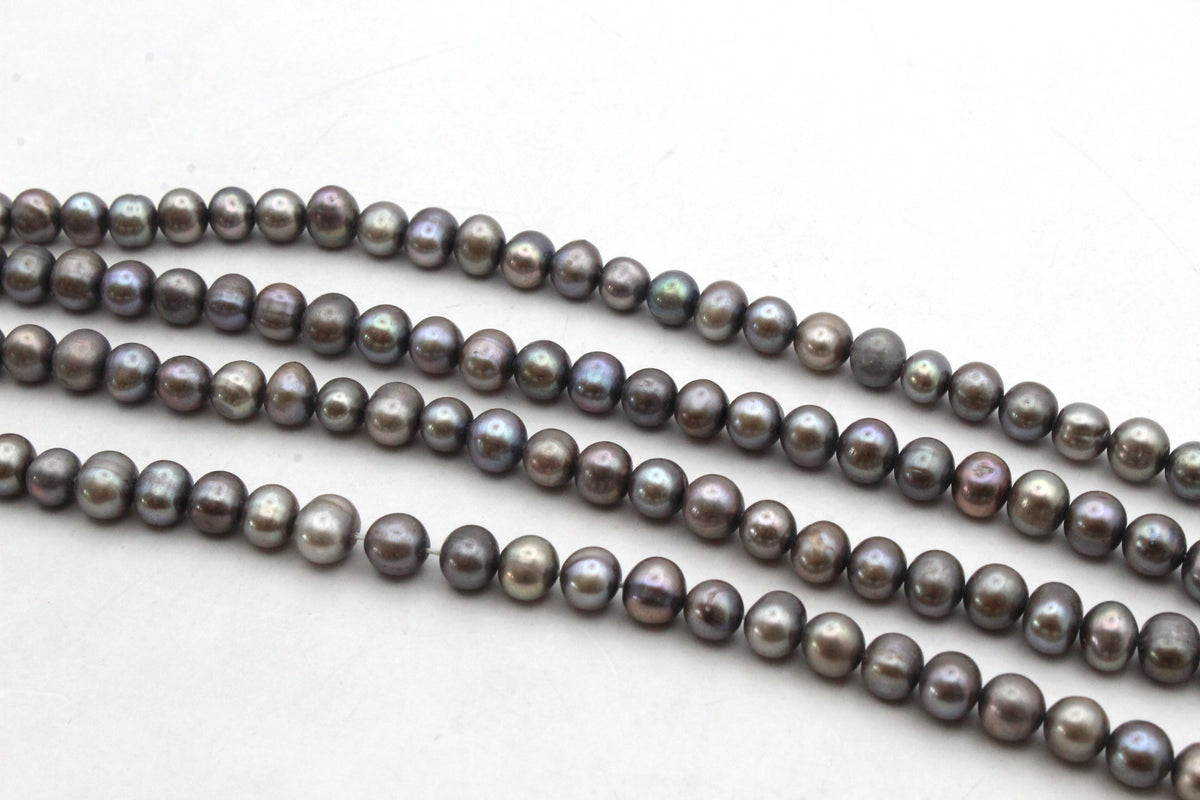 Fresh Water Gray Potato Pearl Round 6 - 7 mm