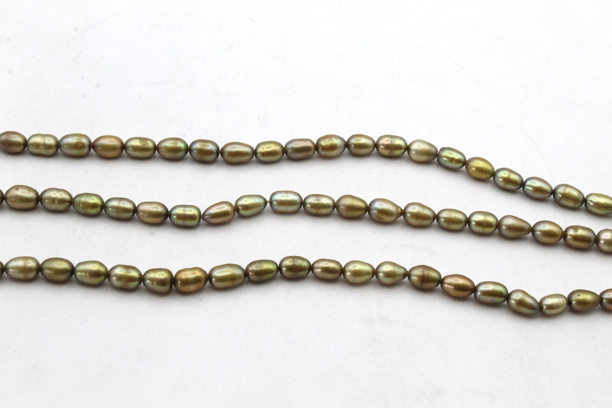 Fresh Water Green Gold Pearl Rice 5 x 8 mm