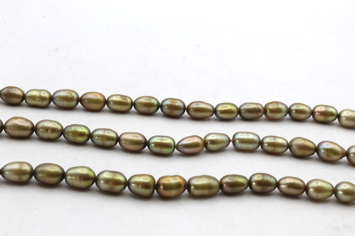 Fresh Water Green Gold Pearl Rice 5 x 8 mm