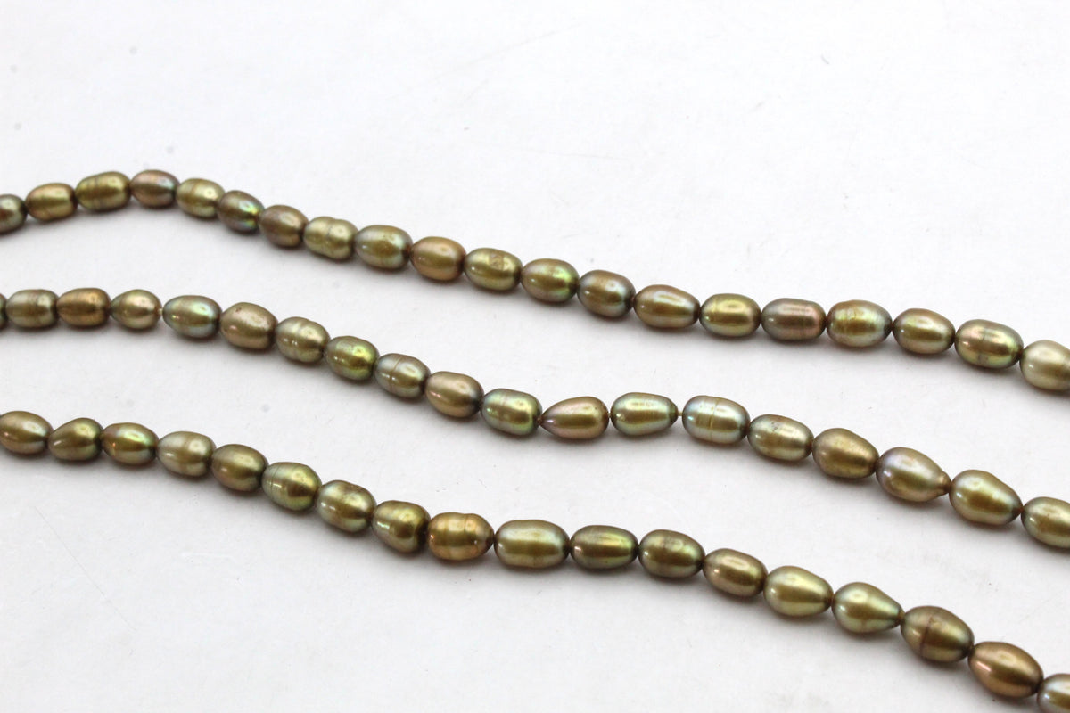 Fresh Water Green Gold Pearl Rice 5 x 8 mm
