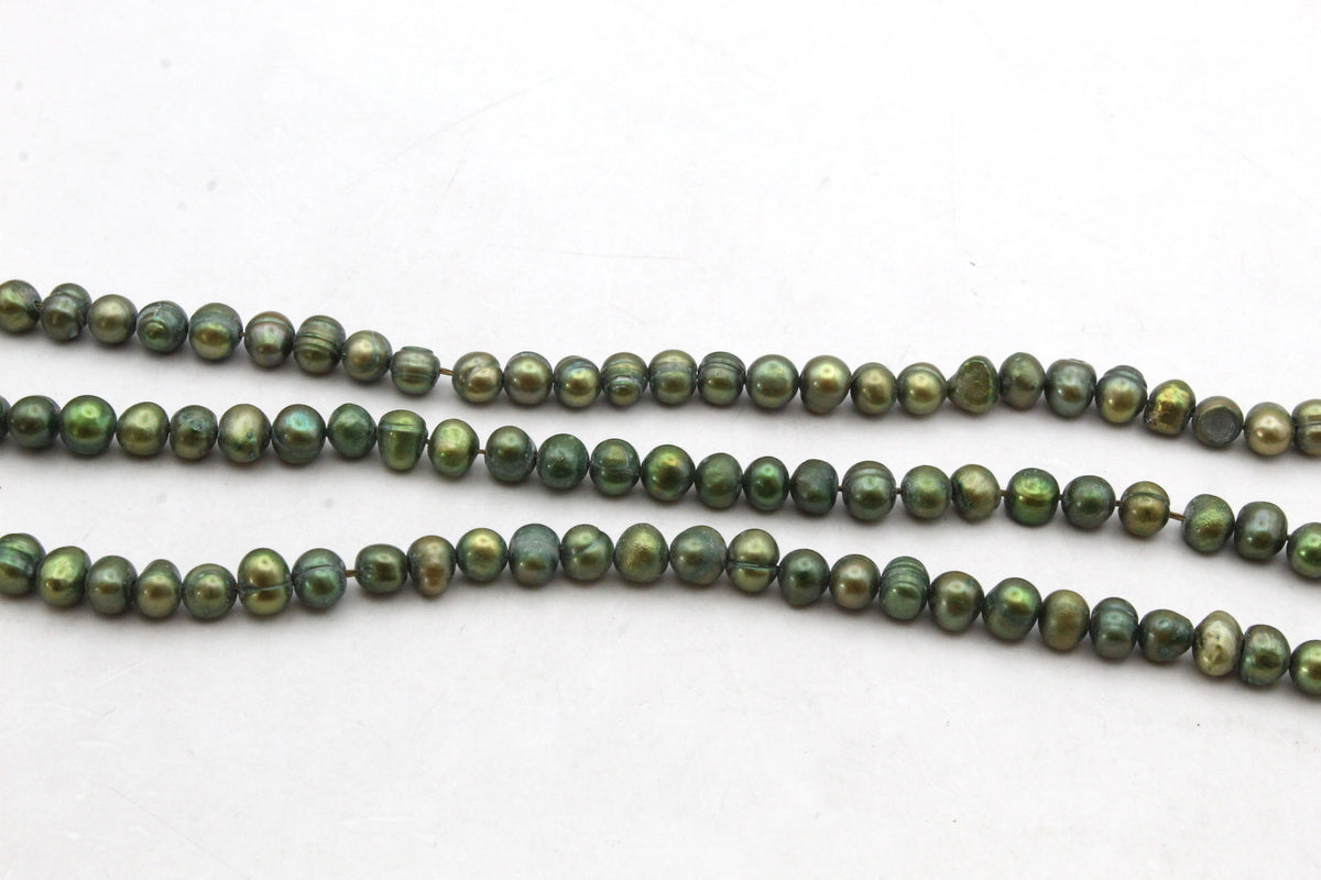 Fresh Water Green Pearl Round 6 mm