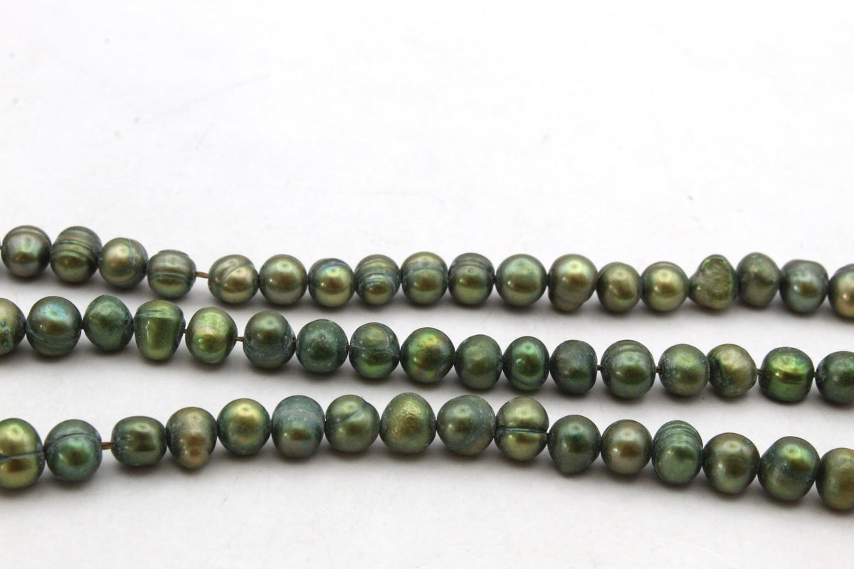 Fresh Water Green Pearl Round 6 mm