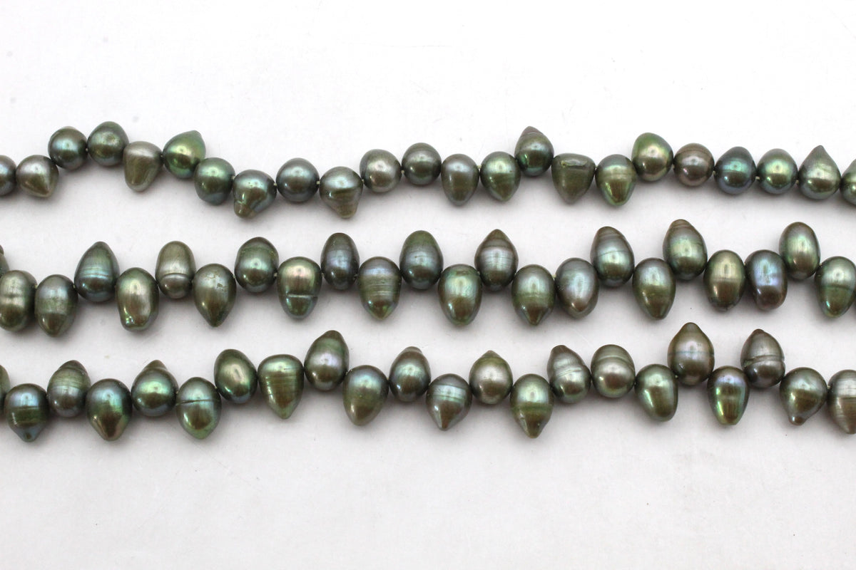 Fresh Water Green Pearl Drop Side Hole Zig Zag Model