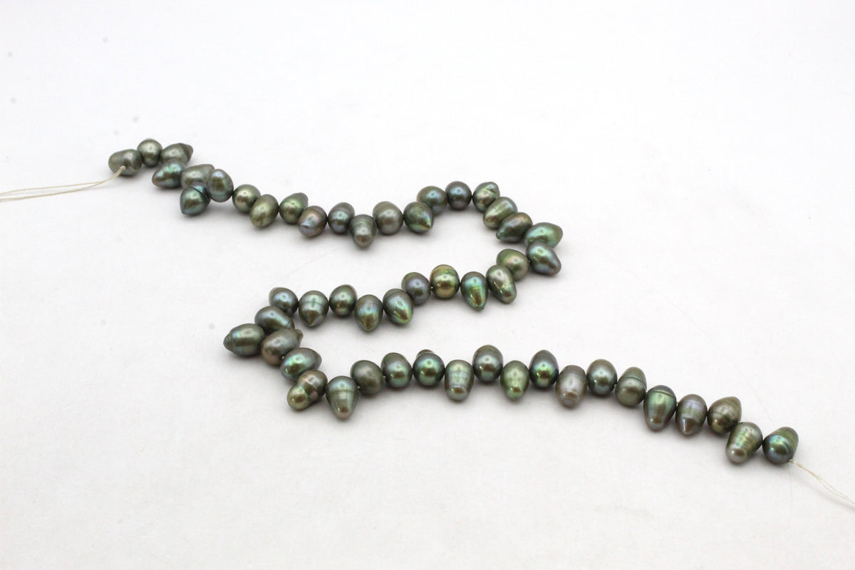 Fresh Water Green Pearl Drop Side Hole Zig Zag Model
