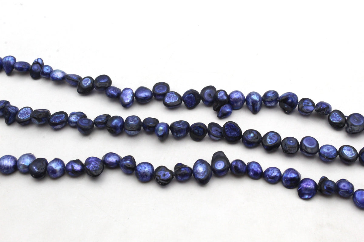 Fresh Water Dark Blue Pearl Round Half Cut