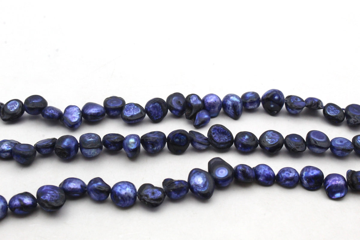 Fresh Water Dark Blue Pearl Round Half Cut