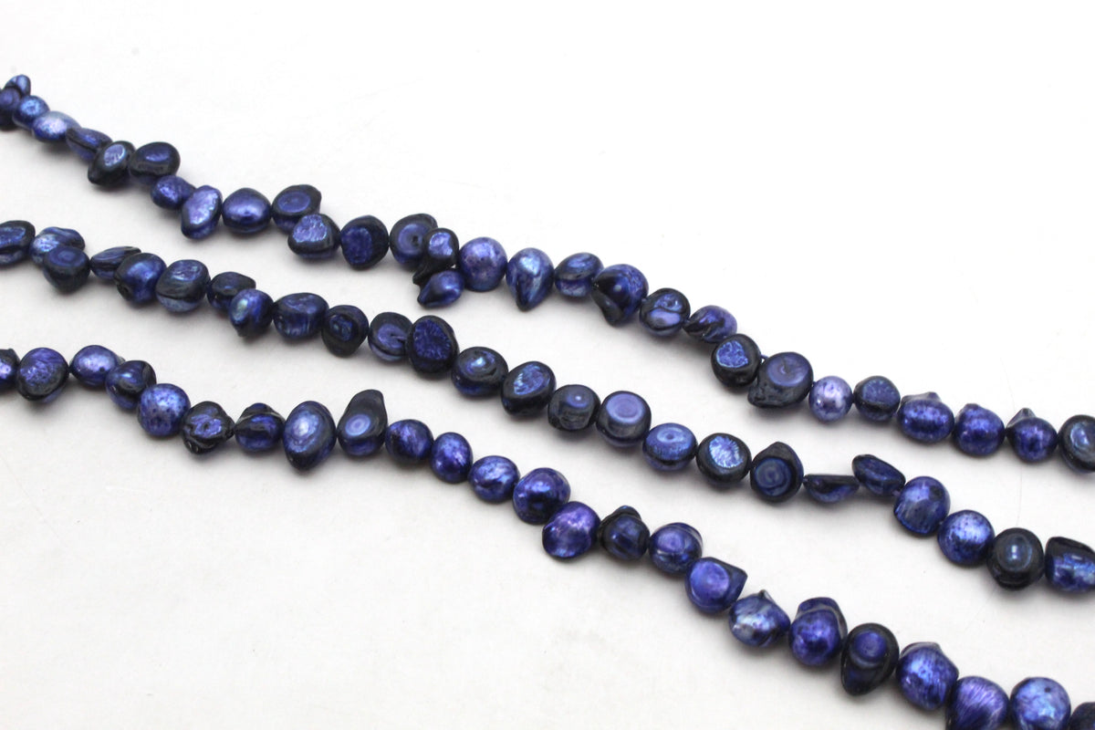 Fresh Water Dark Blue Pearl Round Half Cut